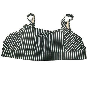 Kona Sol Women's Size 22W Swim Top Black White Striped New Without Tags